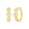 Thumbnail Image 1 of Diamond Three-Stone Twist Hoop Earrings 3/8 ct tw 10K Yellow Gold