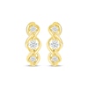 Thumbnail Image 2 of Diamond Three-Stone Twist Hoop Earrings 3/8 ct tw 10K Yellow Gold