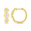 Thumbnail Image 3 of Diamond Three-Stone Twist Hoop Earrings 3/8 ct tw 10K Yellow Gold