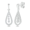 Thumbnail Image 1 of Diamond Three-Stone Teardrop Dangle Earrings 1/2 ct tw 10K White Gold