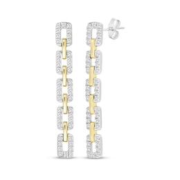 Linked Always Diamond Chain Link Drop Earrings 1/2 ct tw 10K Two-Tone Gold