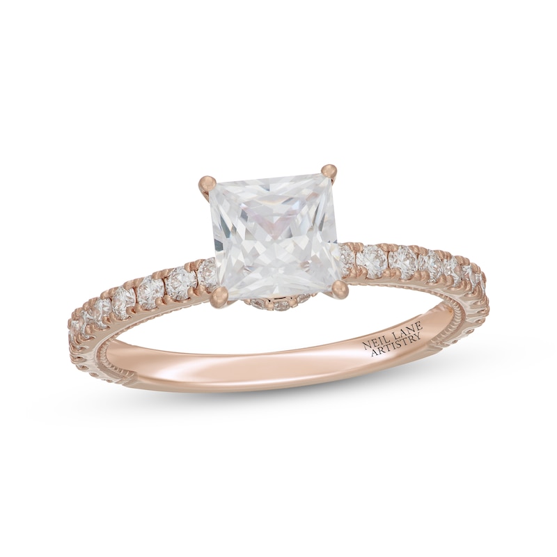 Main Image 1 of Neil Lane Artistry Princess-Cut Lab-Grown Diamond Engagement Ring 2 ct tw 14K Rose Gold