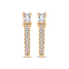 Thumbnail Image 2 of Baguette & Round-Cut Diamond Hoop Earrings 3/8 ct tw 10K Yellow Gold