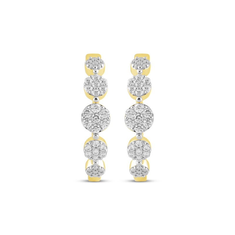 Main Image 2 of Multi-Diamond Graduated Circle Hoop Earrings 1/2 ct tw 10K Yellow Gold