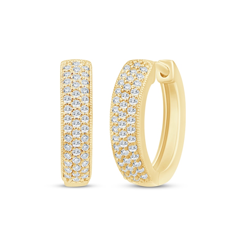 Main Image 1 of Diamond Pavé Hoop Earrings 3/8 ct tw 10K Yellow Gold