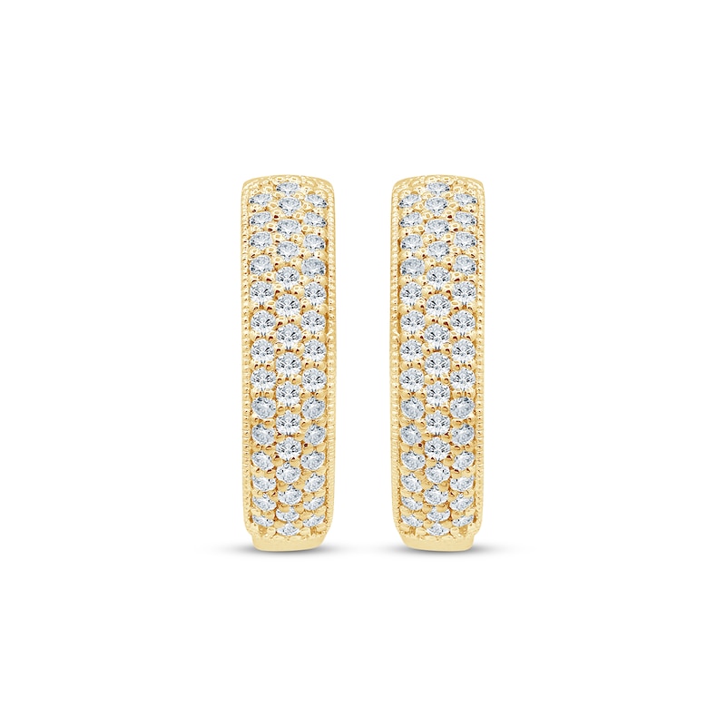 Main Image 2 of Diamond Pavé Hoop Earrings 3/8 ct tw 10K Yellow Gold