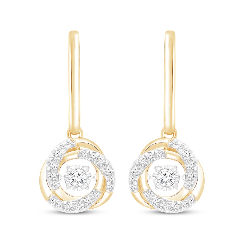 Main Image 2 of Unstoppable Love Diamond Knot Dangle Hoop Earrings 1/4 ct tw 10K Yellow Gold