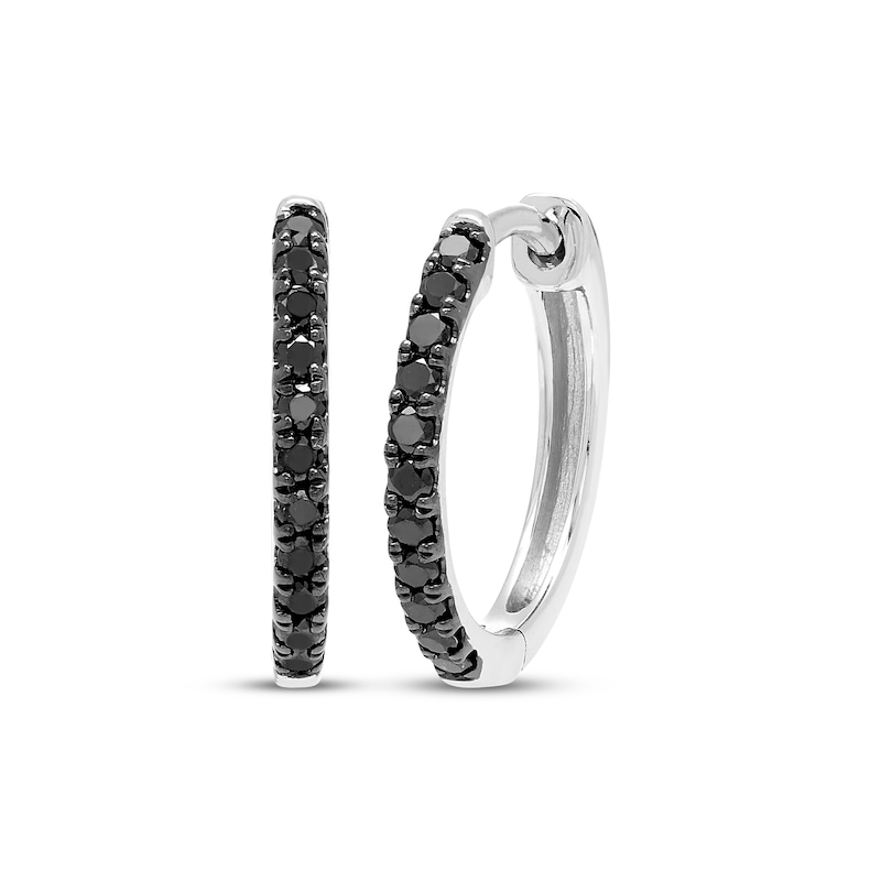 Black Diamond Hoop Earrings 1/4 ct tw 10K White Gold