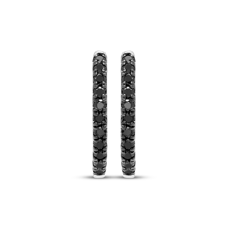 Black Diamond Hoop Earrings 1/4 ct tw 10K White Gold