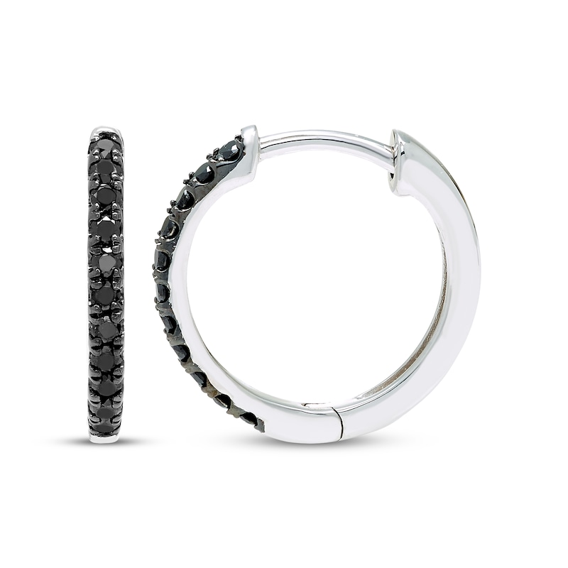 Black Diamond Hoop Earrings 1/4 ct tw 10K White Gold