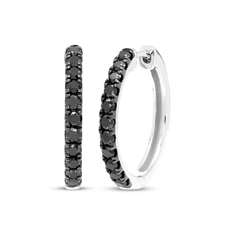 Main Image 1 of Black Diamond Hoop Earrings 1/2 ct tw 10K White Gold