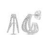 Thumbnail Image 1 of Diamond Split Three-Row J-Hoop Earrings 1/6 ct tw 10K White Gold