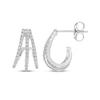 Thumbnail Image 3 of Diamond Split Three-Row J-Hoop Earrings 1/6 ct tw 10K White Gold