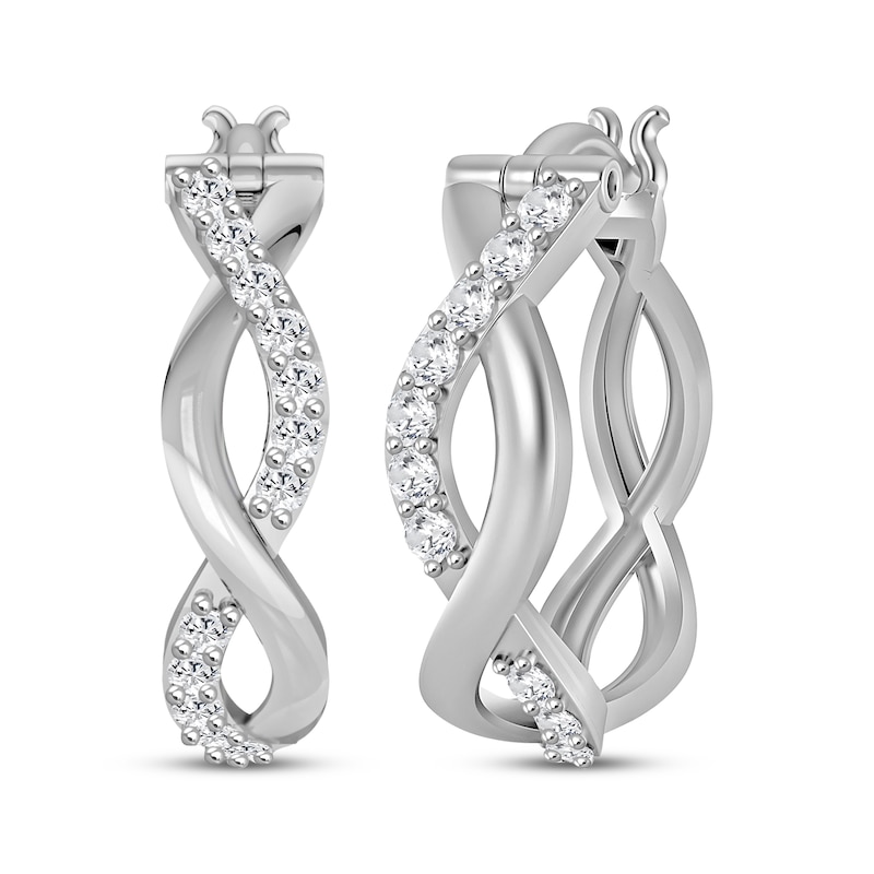 Main Image 1 of Diamond Twist Hoop Earrings 1/2 ct tw 10K White Gold