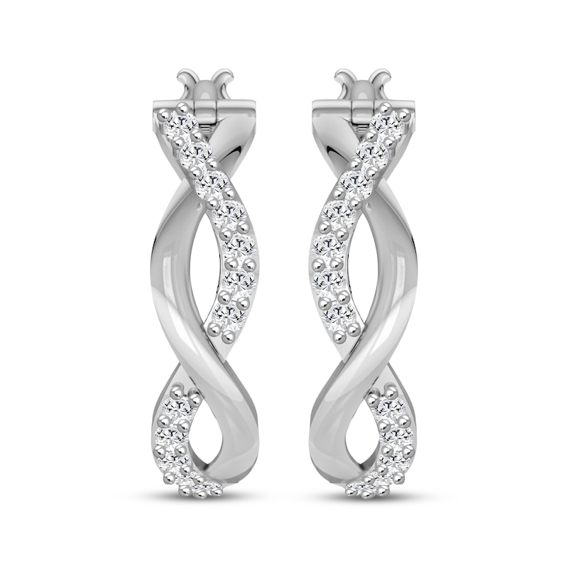 Main Image 2 of Diamond Twist Hoop Earrings 1/2 ct tw 10K White Gold