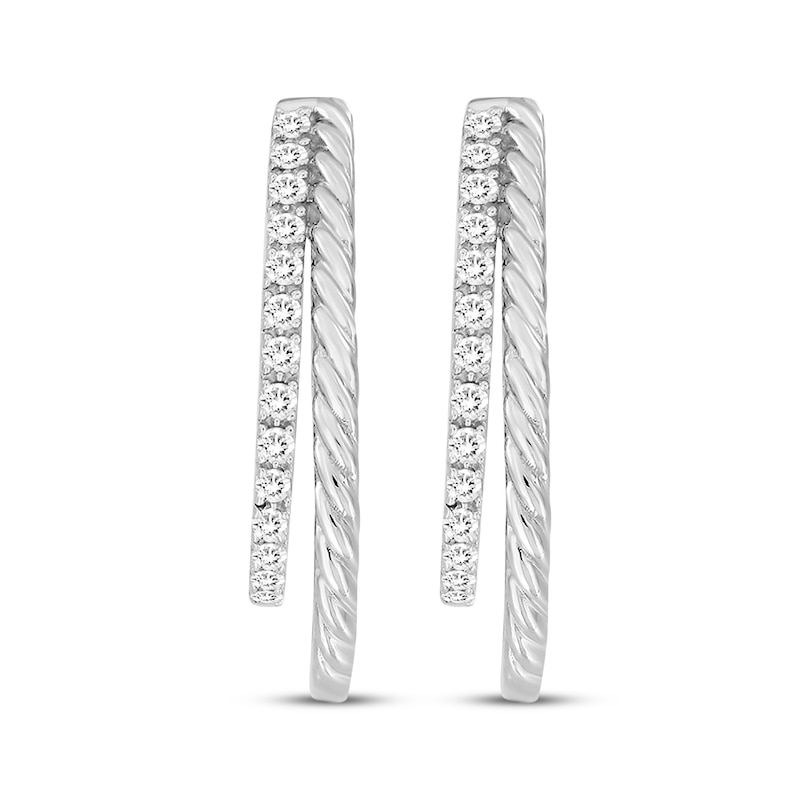 Main Image 2 of Diamond Double-Row Hoop Earrings 1/6 ct tw 10K White Gold