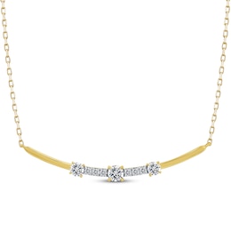 Memories Moments Magic Lab-Grown Diamond Smile Necklace 1/2 ct tw 14K Yellow Gold 19.5&quot;