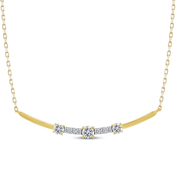 Memories Moments Magic Lab-Grown Diamond Smile Necklace 1/2 ct tw 14K Yellow Gold 19.5"