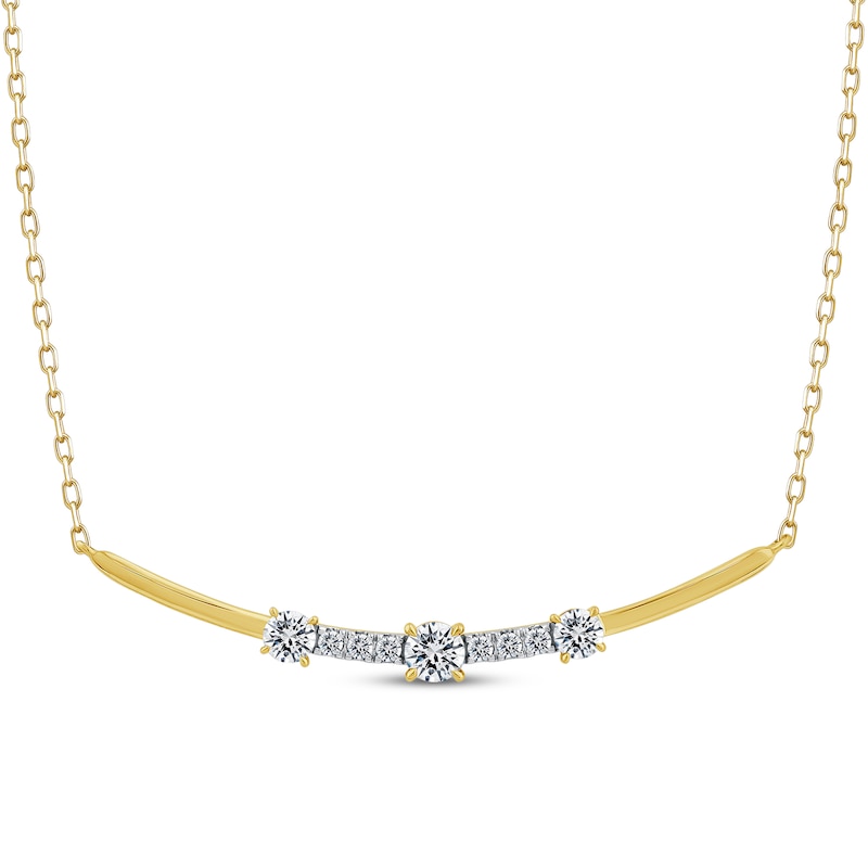 Main Image 1 of Memories Moments Magic Lab-Grown Diamond Smile Necklace 1/2 ct tw 14K Yellow Gold 19.5&quot;