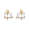 Thumbnail Image 2 of Diamond &quot;X&quot; Mini J-Hoop Earrings 1/10 ct tw 10K Yellow Gold