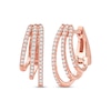 Thumbnail Image 1 of Diamond Three-Row Staggered Huggie Hoop Earrings 1/4 ct tw 10K Rose Gold