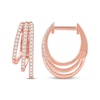 Thumbnail Image 3 of Diamond Three-Row Staggered Huggie Hoop Earrings 1/4 ct tw 10K Rose Gold