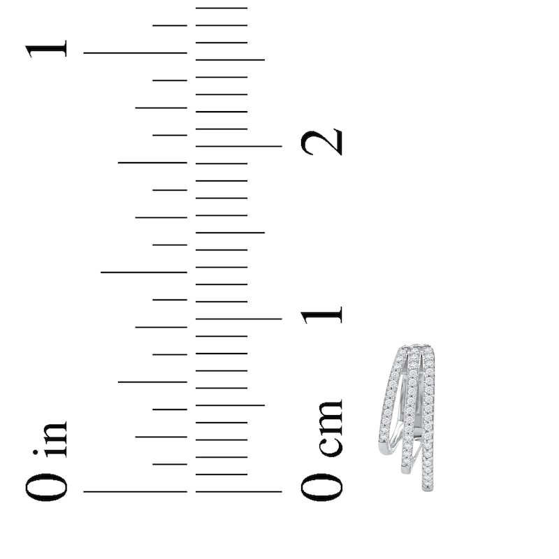 Main Image 5 of Diamond Three-Row Staggered Huggie Hoop Earrings 1/4 ct tw 10K White Gold