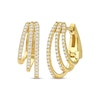 Thumbnail Image 1 of Diamond Three-Row Staggered Huggie Hoop Earrings 1/4 ct tw 10K Yellow Gold