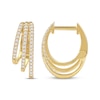 Thumbnail Image 3 of Diamond Three-Row Staggered Huggie Hoop Earrings 1/4 ct tw 10K Yellow Gold