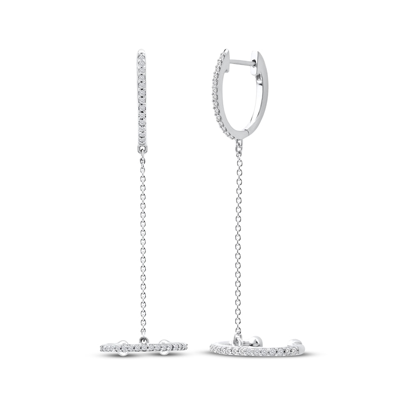 Main Image 2 of Diamond Huggie Hoop Cuff Earrings 1/4 ct tw 10K White Gold