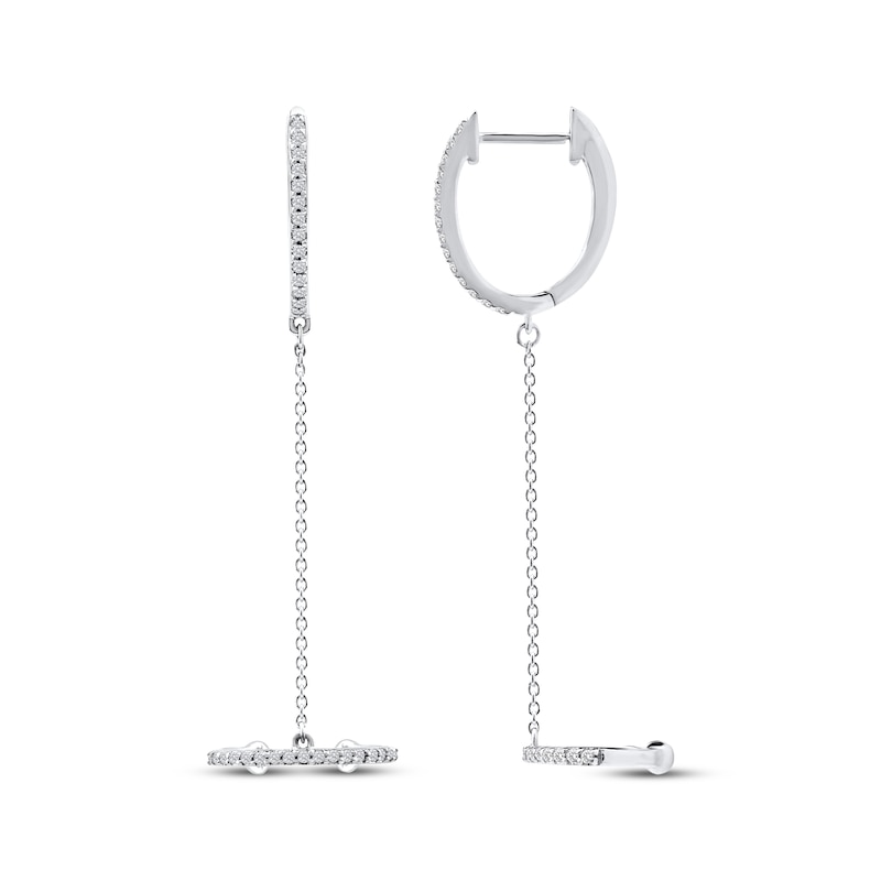 Main Image 4 of Diamond Huggie Hoop Cuff Earrings 1/4 ct tw 10K White Gold