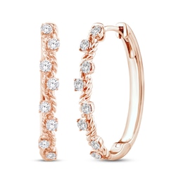 Threads of Love Diamond Curvy Hoop Earrings 1/2 ct tw 10K Rose Gold