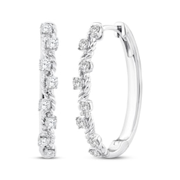 Threads of Love Diamond Curvy Hoop Earrings 1/2 ct tw 10K White Gold