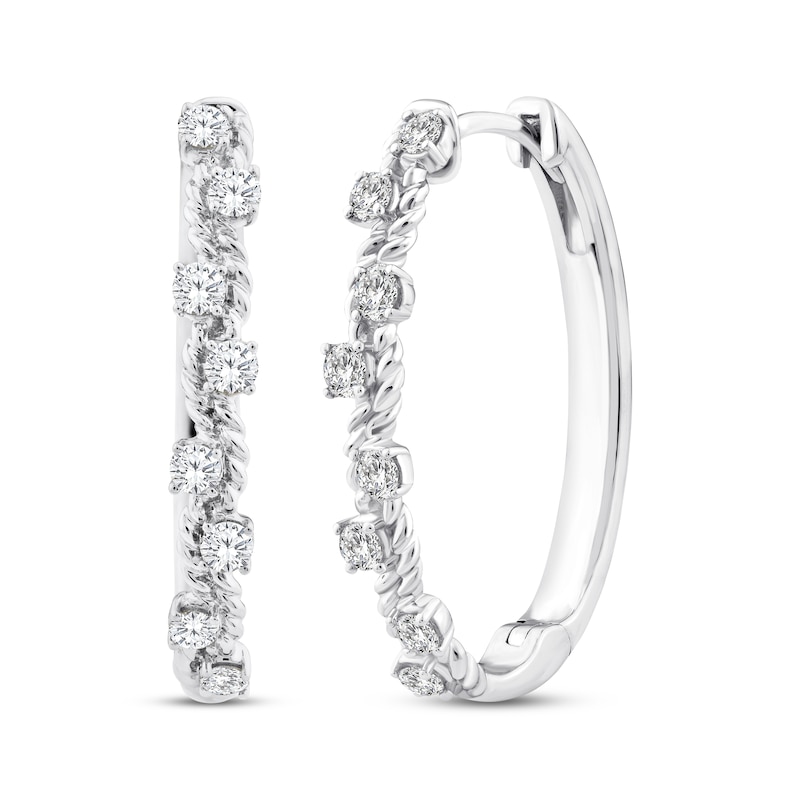 Main Image 1 of Threads of Love Diamond Curvy Hoop Earrings 1/2 ct tw 10K White Gold