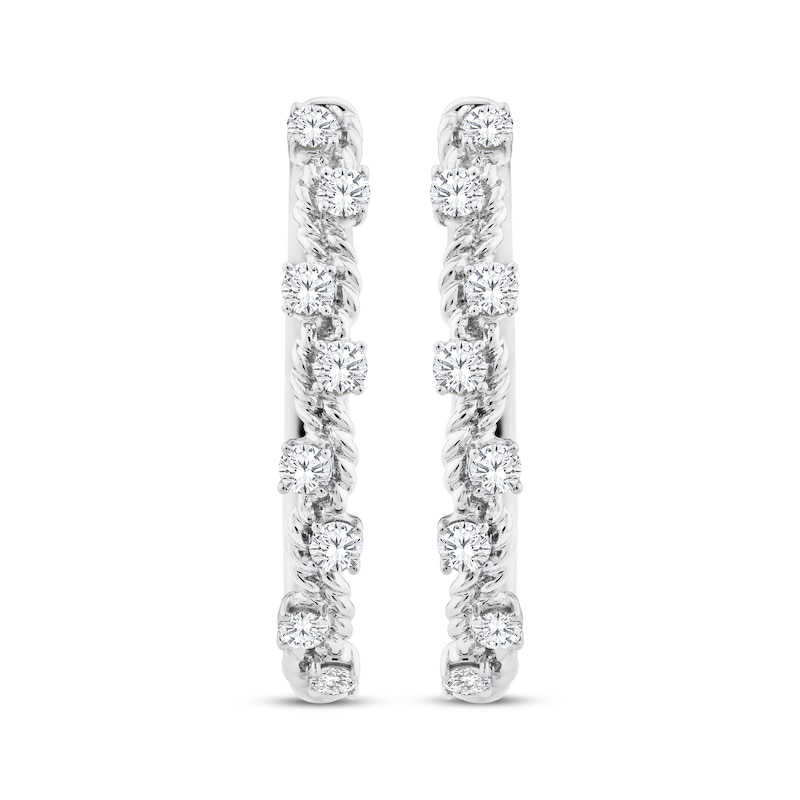 Main Image 2 of Threads of Love Diamond Curvy Hoop Earrings 1/2 ct tw 10K White Gold