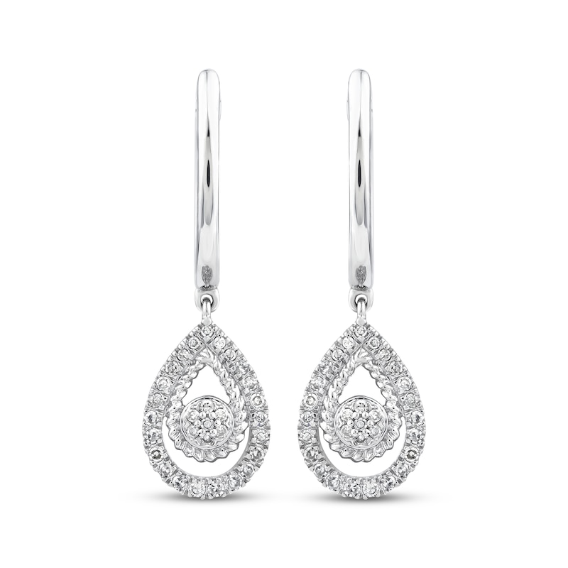 Main Image 2 of Threads of Love Diamond Teardrop Dangle Hoop Earrings 1/5 ct tw Sterling Silver