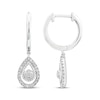 Thumbnail Image 3 of Threads of Love Diamond Teardrop Dangle Hoop Earrings 1/5 ct tw Sterling Silver