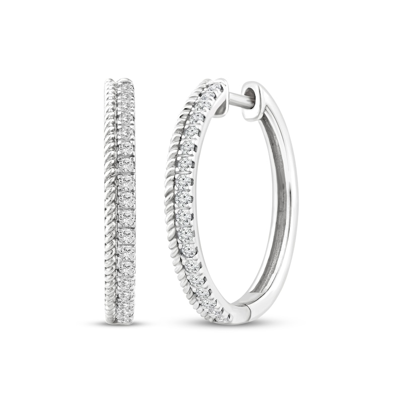 Main Image 1 of Threads of Love Diamond Hoop Earrings 1/4 ct tw 10K White Gold