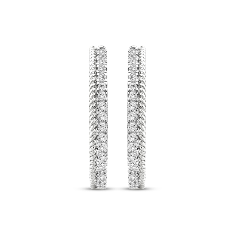 Main Image 2 of Threads of Love Diamond Hoop Earrings 1/4 ct tw 10K White Gold