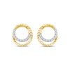 Thumbnail Image 2 of Threads of Love Diamond Double Circle Stud Earrings 1/10 ct tw 10K Yellow Gold