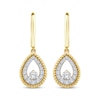 Thumbnail Image 2 of Threads of Love Diamond Teardrop Dangle Hoop Earrings 1/2 ct tw 10K Yellow Gold