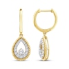 Thumbnail Image 3 of Threads of Love Diamond Teardrop Dangle Hoop Earrings 1/2 ct tw 10K Yellow Gold