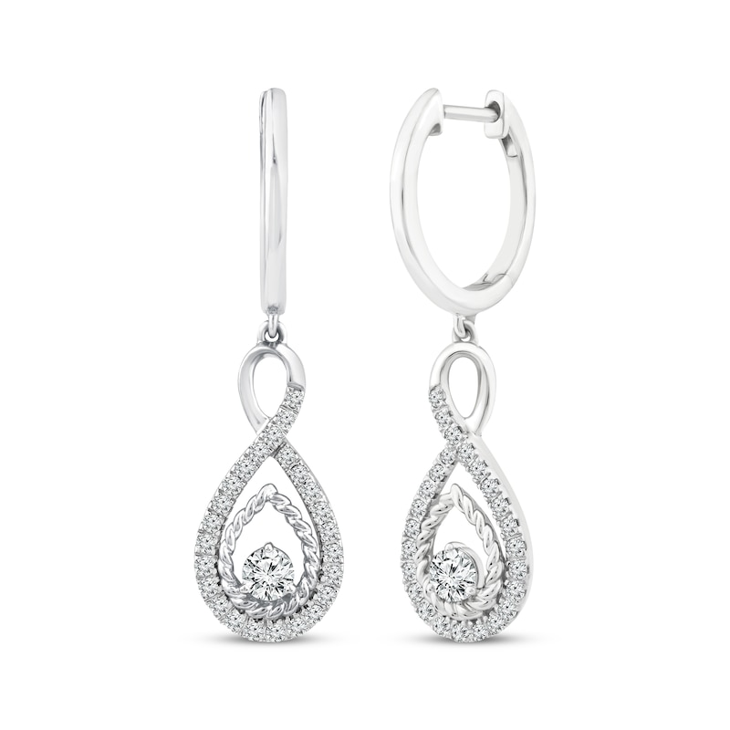 Threads of Love Diamond Infinity Dangle Hoop Earrings 1/2 ct tw 10K White Gold