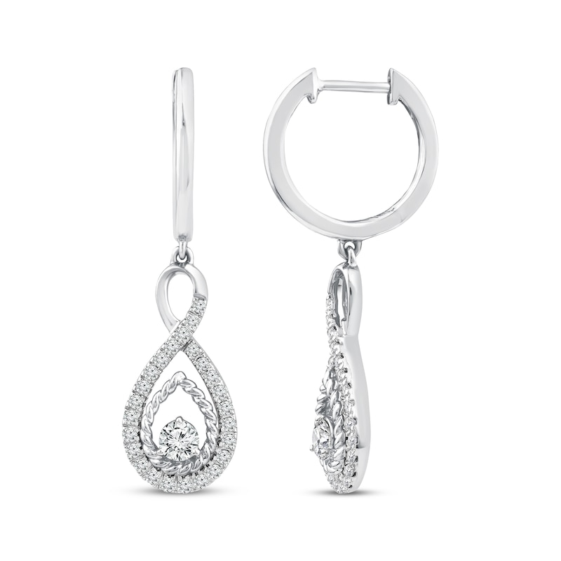 Threads of Love Diamond Infinity Dangle Hoop Earrings 1/2 ct tw 10K White Gold