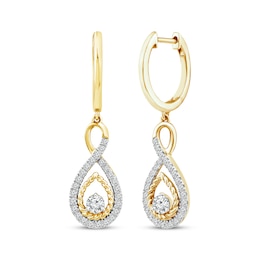 Threads of Love Diamond Infinity Dangle Hoop Earrings 1/2 ct tw 10K Yellow Gold