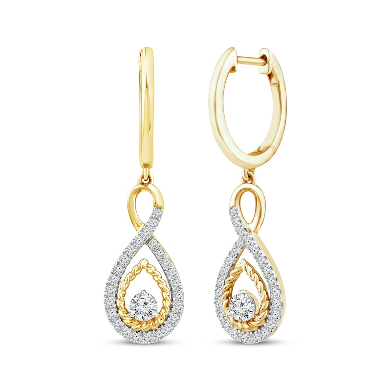 Main Image 1 of Threads of Love Diamond Infinity Dangle Hoop Earrings 1/2 ct tw 10K Yellow Gold