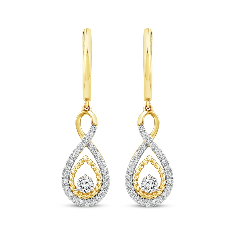 Main Image 2 of Threads of Love Diamond Infinity Dangle Hoop Earrings 1/2 ct tw 10K Yellow Gold