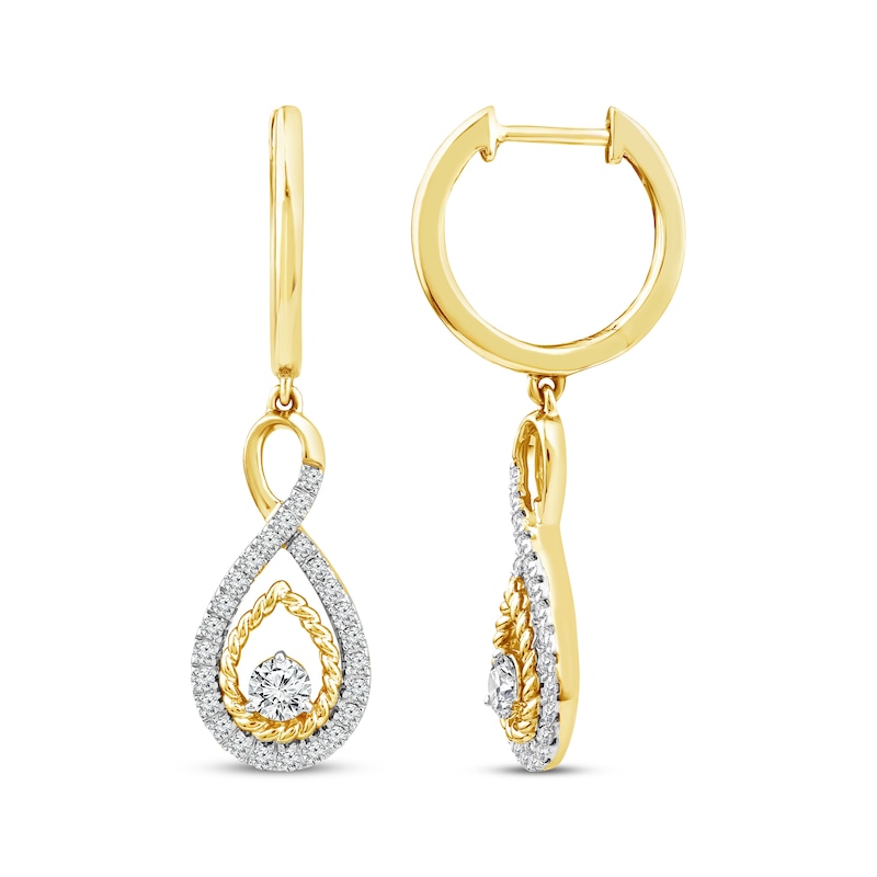 Main Image 3 of Threads of Love Diamond Infinity Dangle Hoop Earrings 1/2 ct tw 10K Yellow Gold