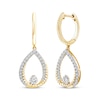 Thumbnail Image 1 of Threads of Love Diamond Crossover Teardrop Dangle Hoop Earrings 1/2 ct tw 10K Yellow Gold