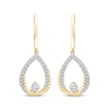 Thumbnail Image 2 of Threads of Love Diamond Crossover Teardrop Dangle Hoop Earrings 1/2 ct tw 10K Yellow Gold